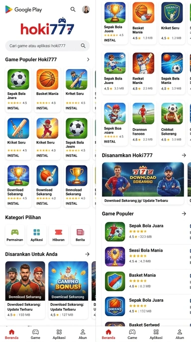 Tampilan katalog aplikasi hoki777