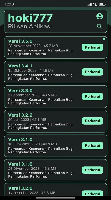 Tampilan riwayat versi hoki777